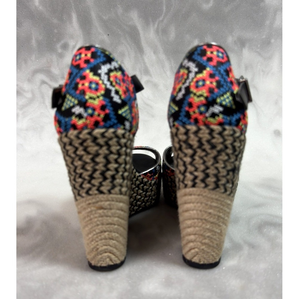 Circus by Sam Edelman Sutton Wedge Sandal 6M Tan Floral Embroidered Boho Strappy - Picture 13 of 15